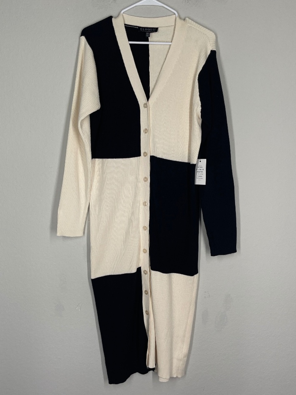 Eloquii Sweater Cardigan Dress Women's 18/20 Colorblock Cotton Button Front